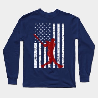 Red White and Baseball Dinger Patriotic American Flag Special Long Sleeve T-Shirt